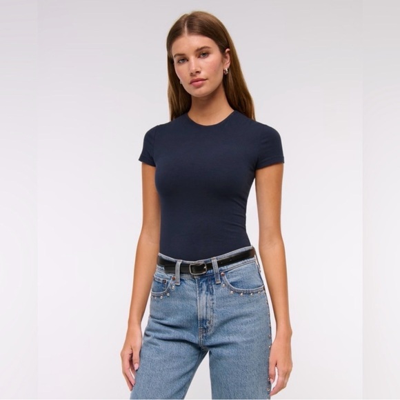 Abercrombie & Fitch Tops - Abercrombie Women's Soft Matte Seamless Tee Bodysuit Navy size Small